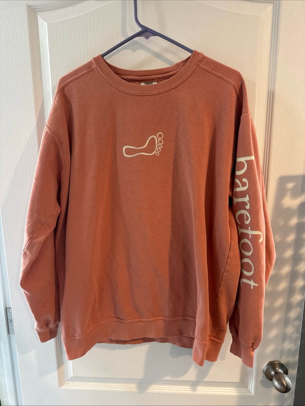 Comfort Colors Men's Crewneck Sweatshirt - Dusty Rose with White Logo